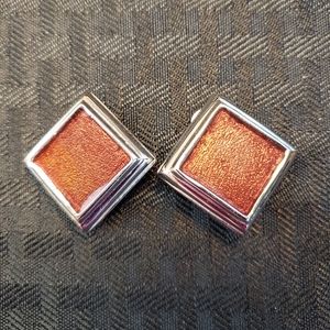 Vintage GJD  Ginnie Johansen Designs Silver Tone Copper Shimmer Clip-On Earrings